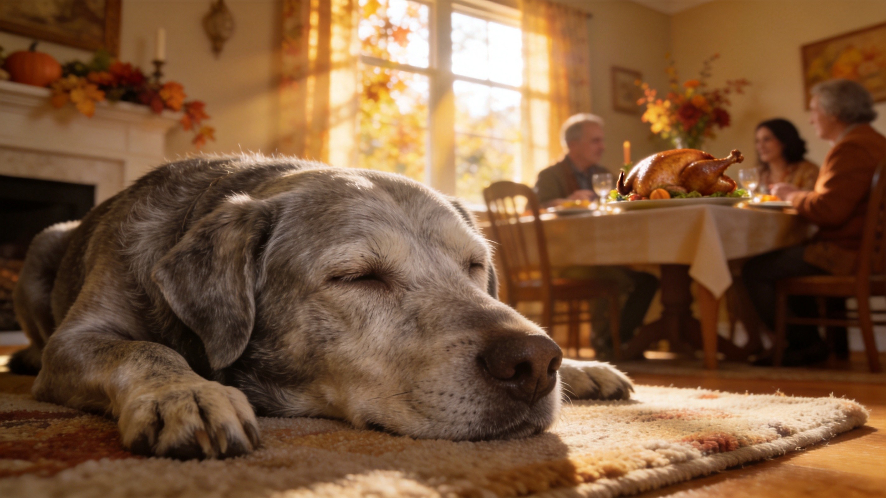 Thanksgiving with a Senior Dog: Food Safety, Calm & Comfort