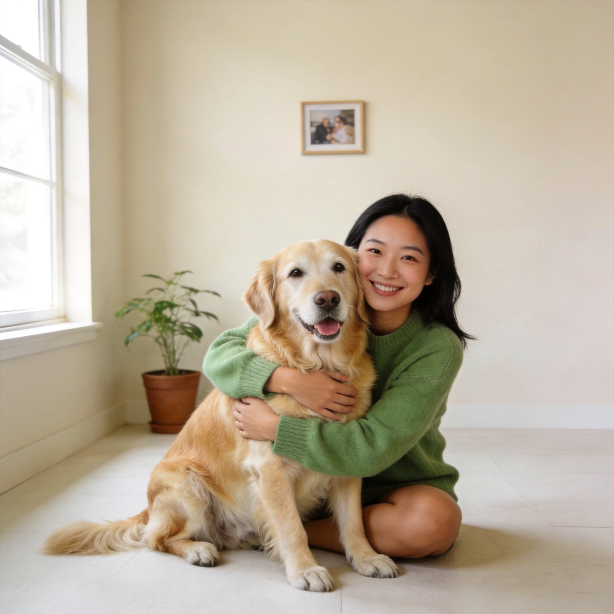 LoyalBond founder with a senior dog